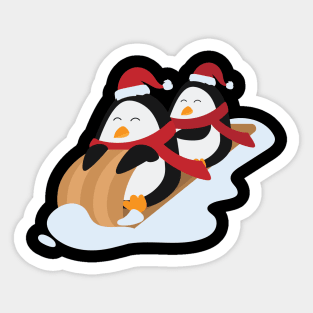 Penguins wearing santa hat Sticker